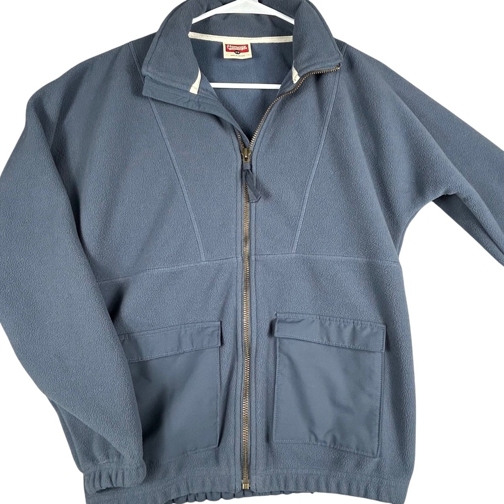 Homage Fleece Zip Up Jacket Blue Outerwear‎ Womens XS